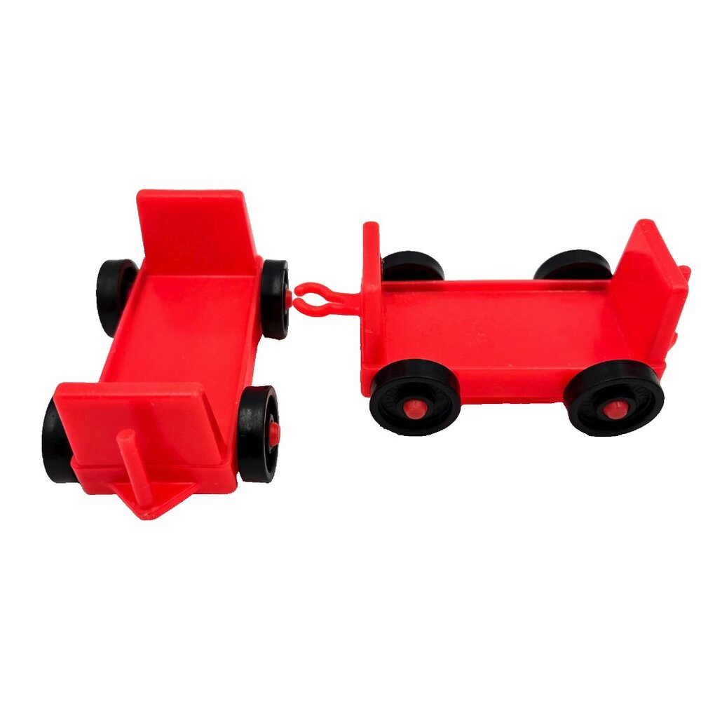 Fisher Price Little People Red Orange Airplane Luggage Tram Cars Car Vintage